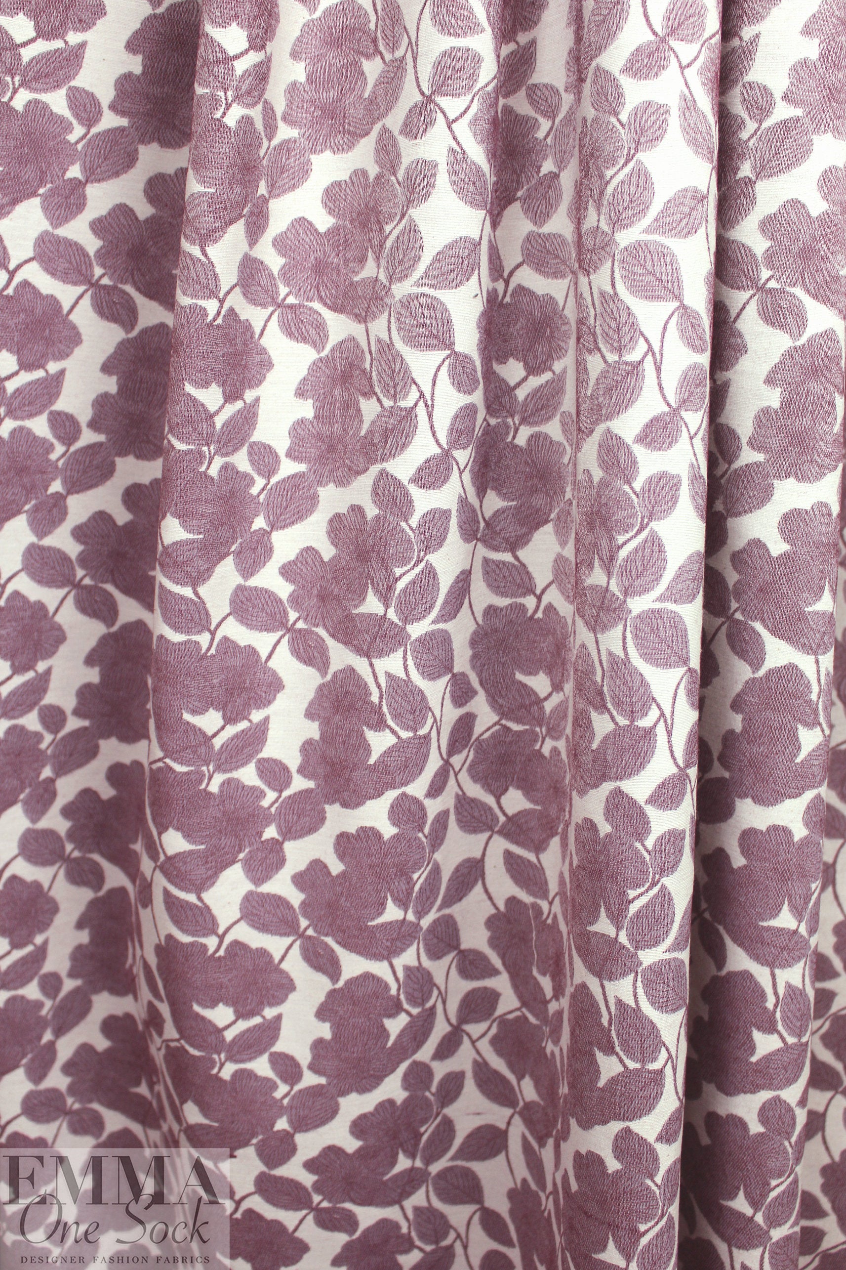 designer floral bloom jacquard brocade - dusty plum .75 yds