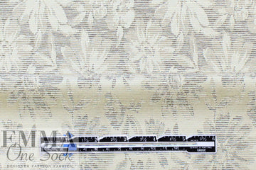 French silvery gray reversible floral jacquard 2 yds