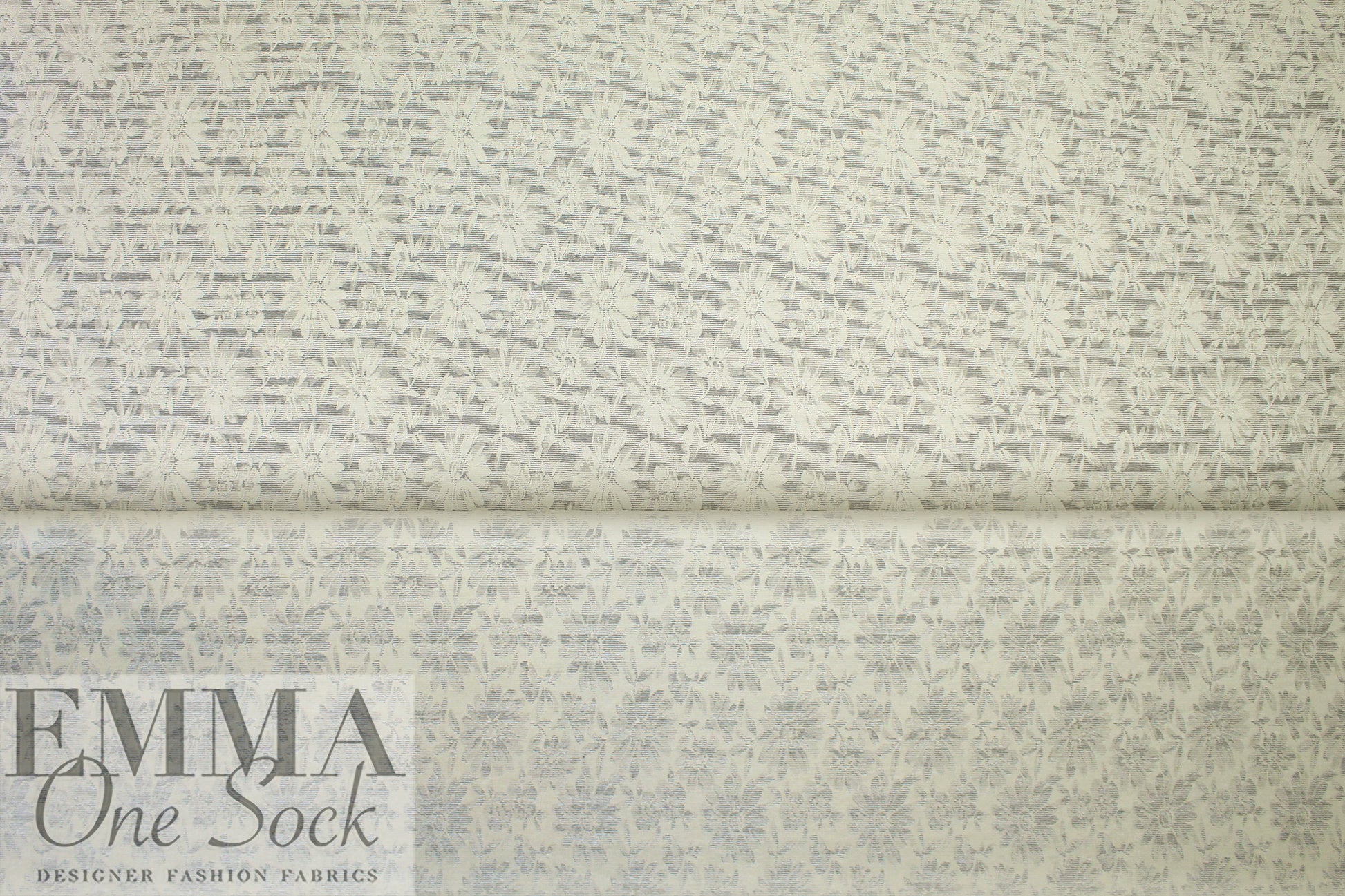 French silvery gray reversible floral jacquard 2 yds