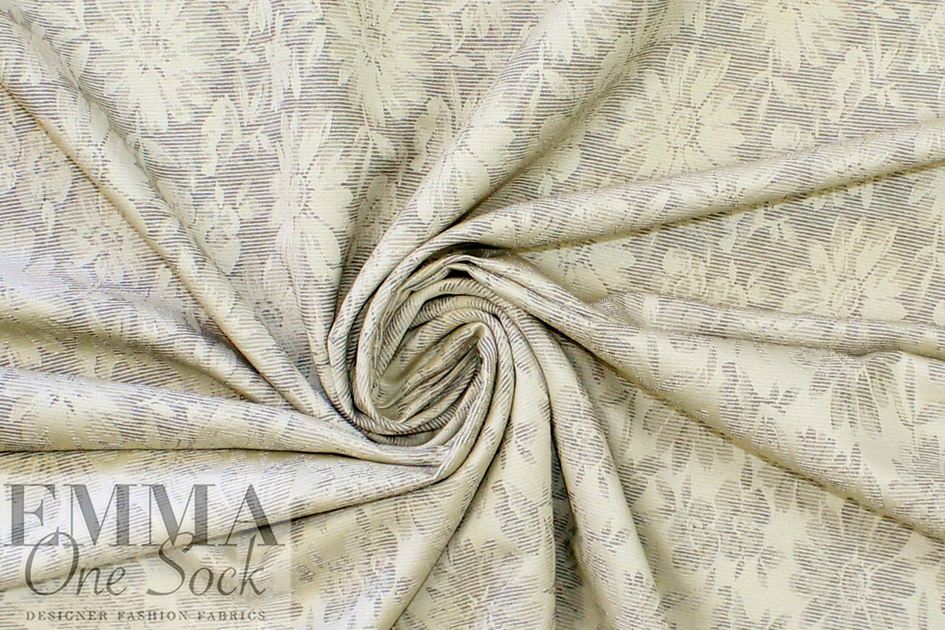 French silvery gray reversible floral jacquard 2 yds