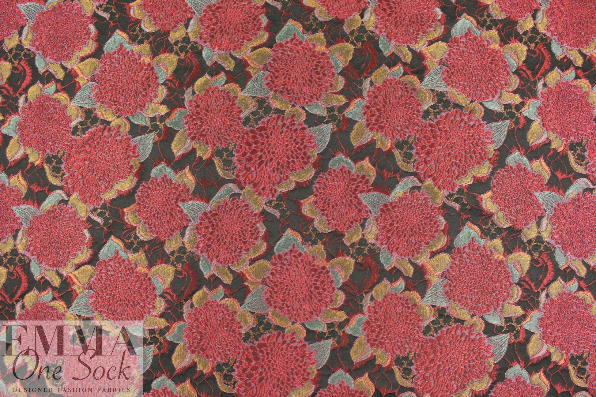 Italian textured matelasse' brocade - jewel flowers