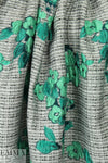 Italian jade flowers/tweed textured brocade