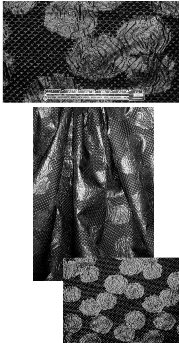 Italian black on black rose pattern special weave