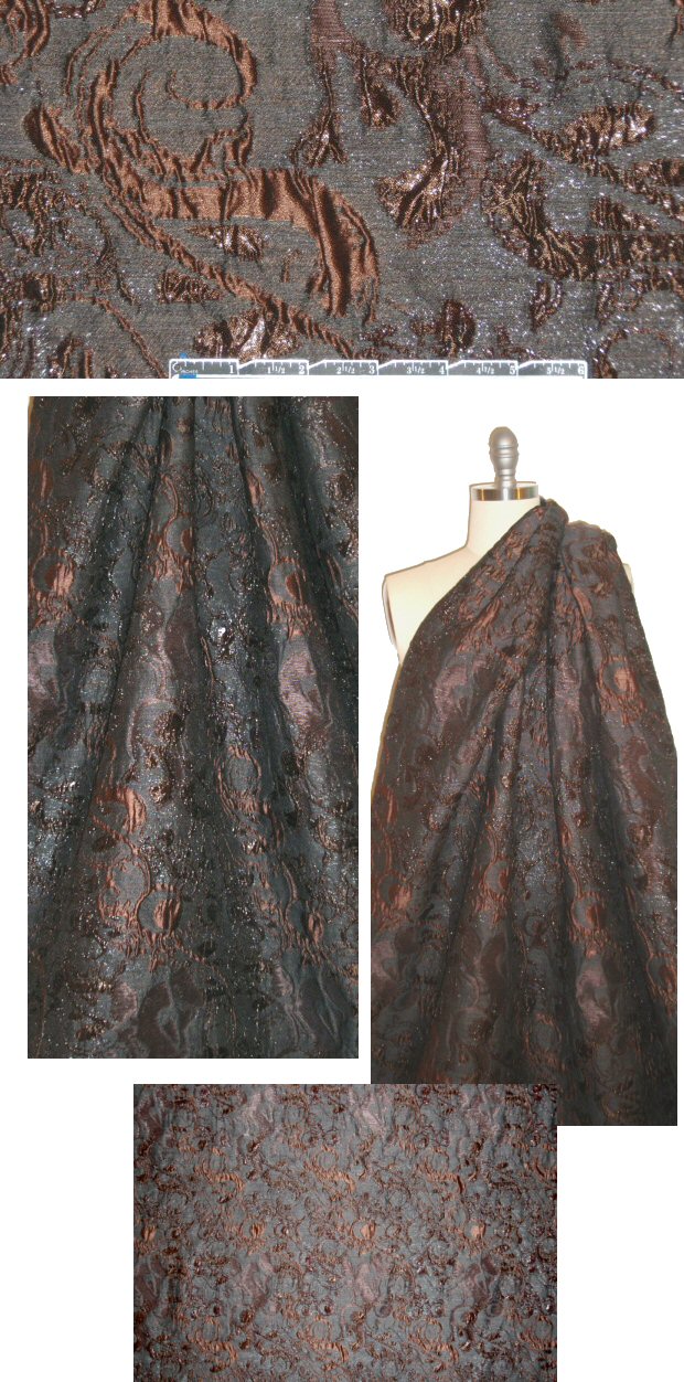 Italian espresso/nutmeg textured 'shimmer' brocade 1.625 yd