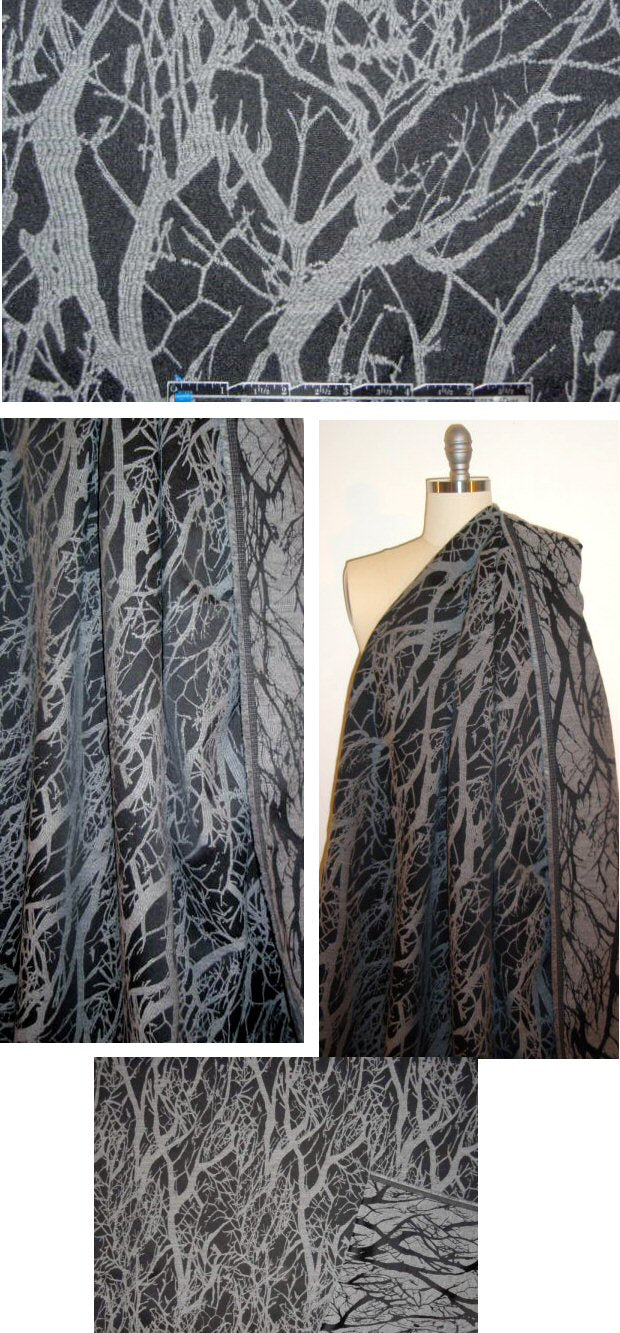 Italian reversible textured branch motif brocade 1.375 yds