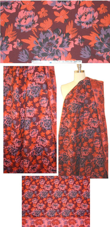 J. Crew stretch jacquard brocade - burg/tangerine floral