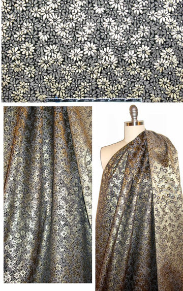 Italian metallic jacquard brocade - gold flowers