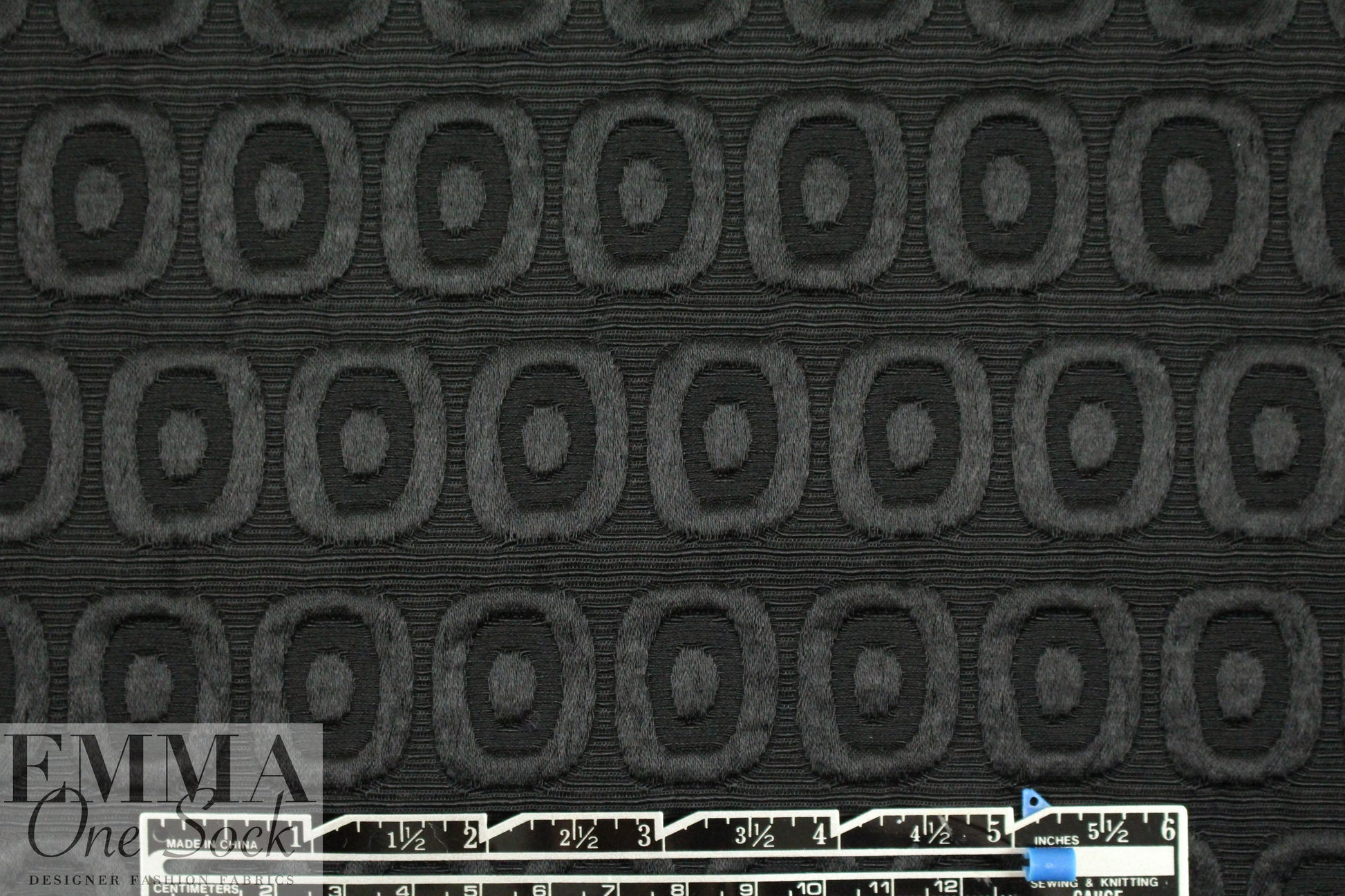 Italian black mod graphic textured brocade
