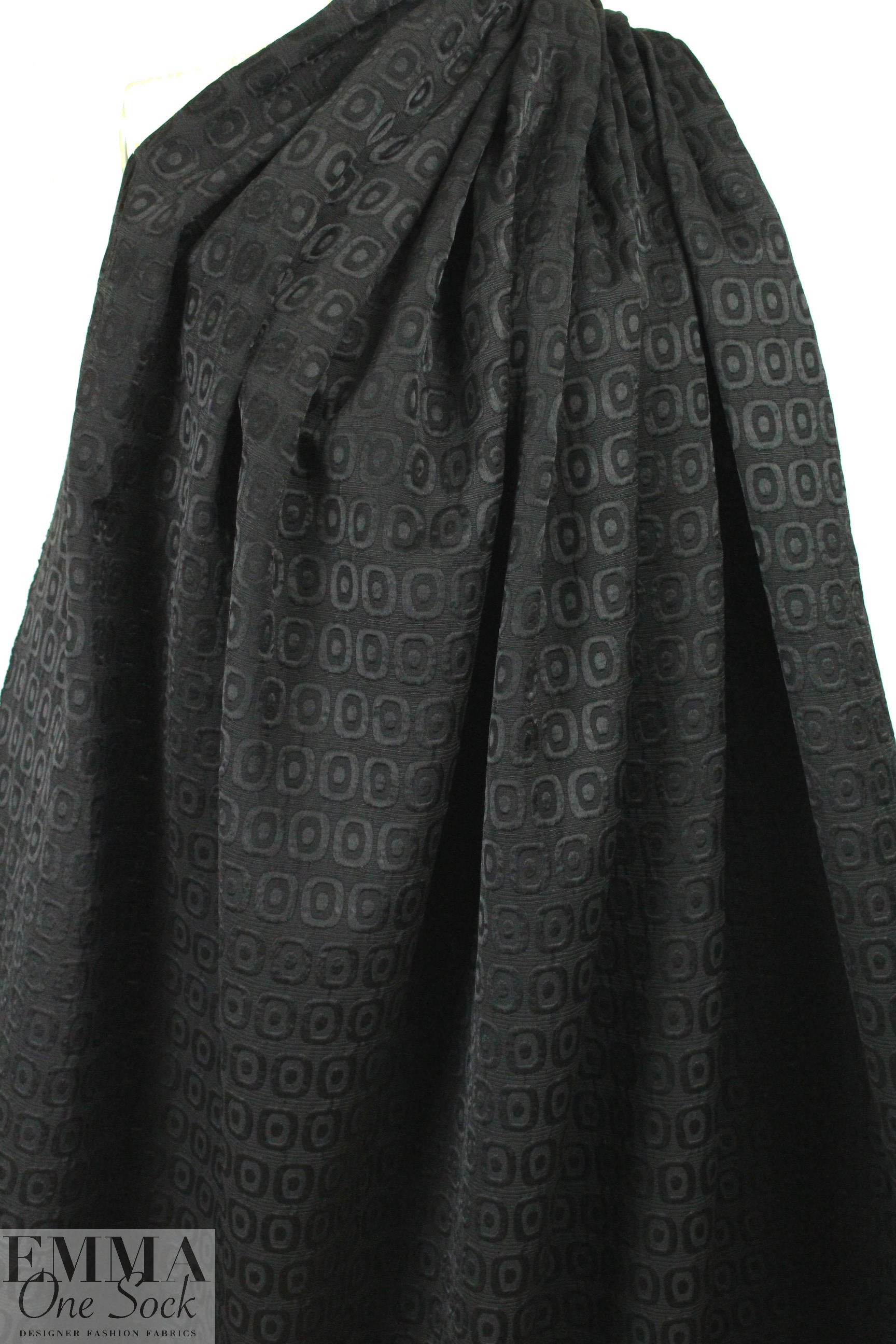 Italian black mod graphic textured brocade