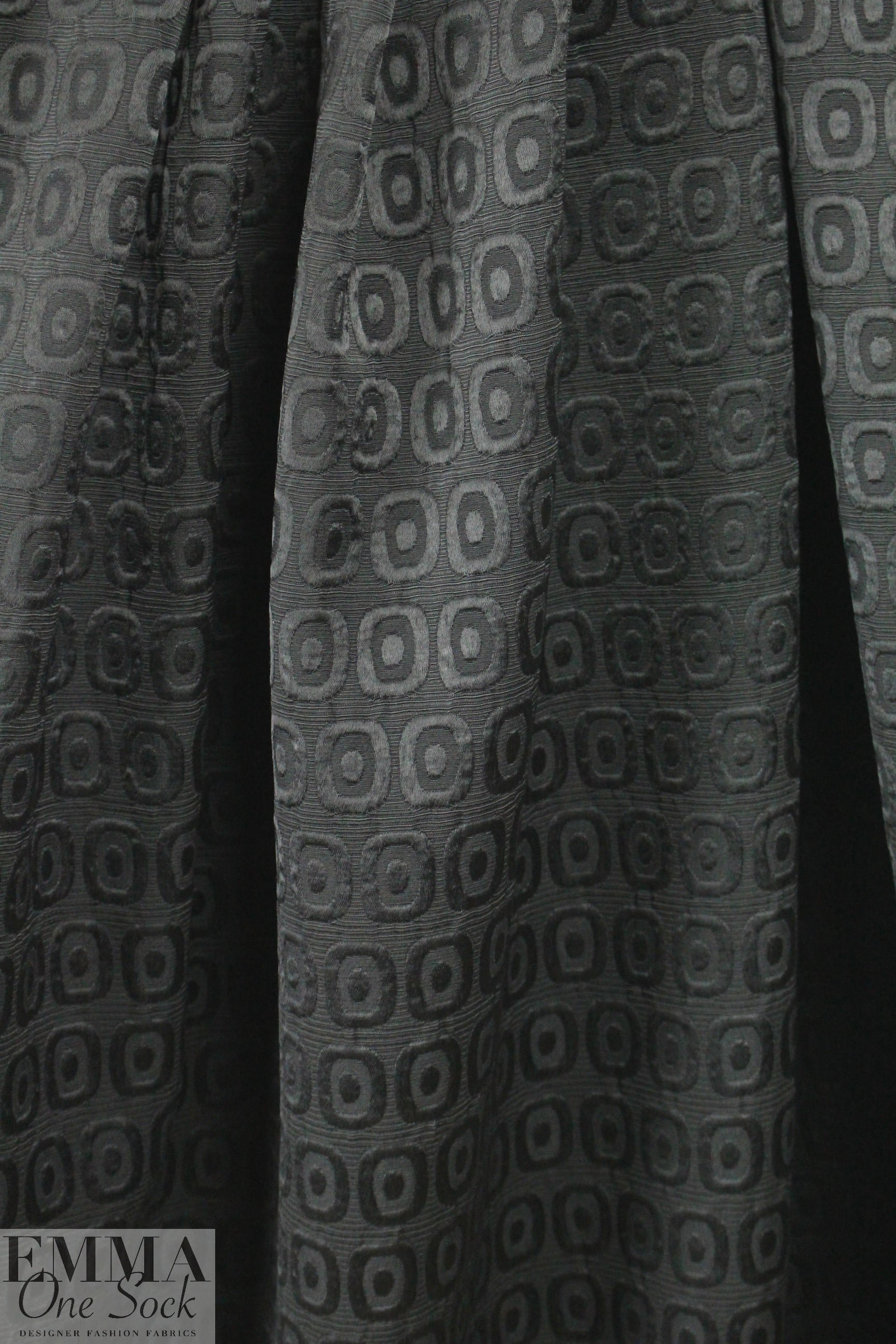 Italian black mod graphic textured brocade