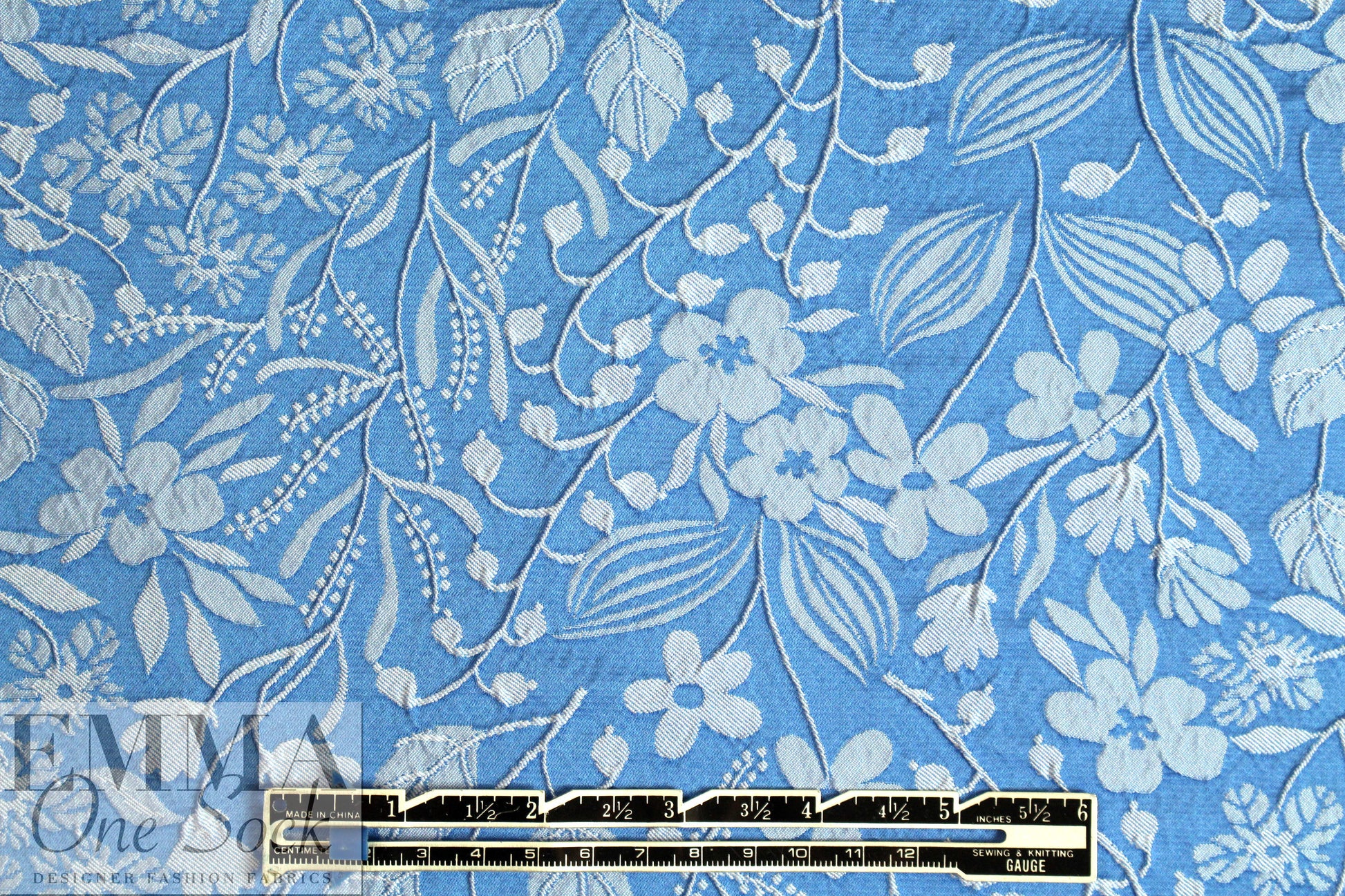 Italian wildflower jacquard brocade - sky/powder 1 yard