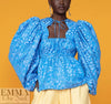 Italian wildflower jacquard brocade - sky/powder
