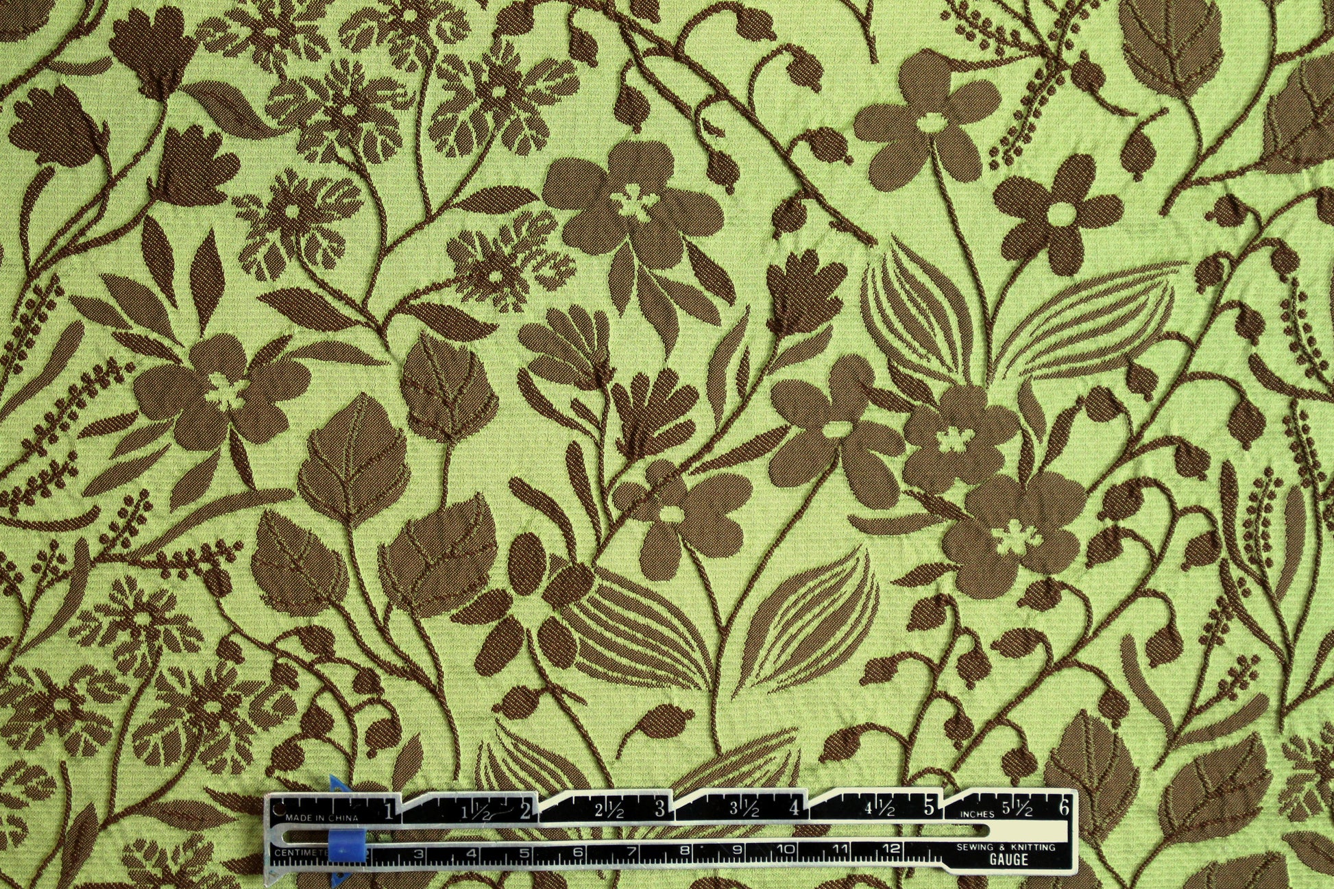 Italian wildflower jacquard brocade - sulpher/bronze 1.875 yd