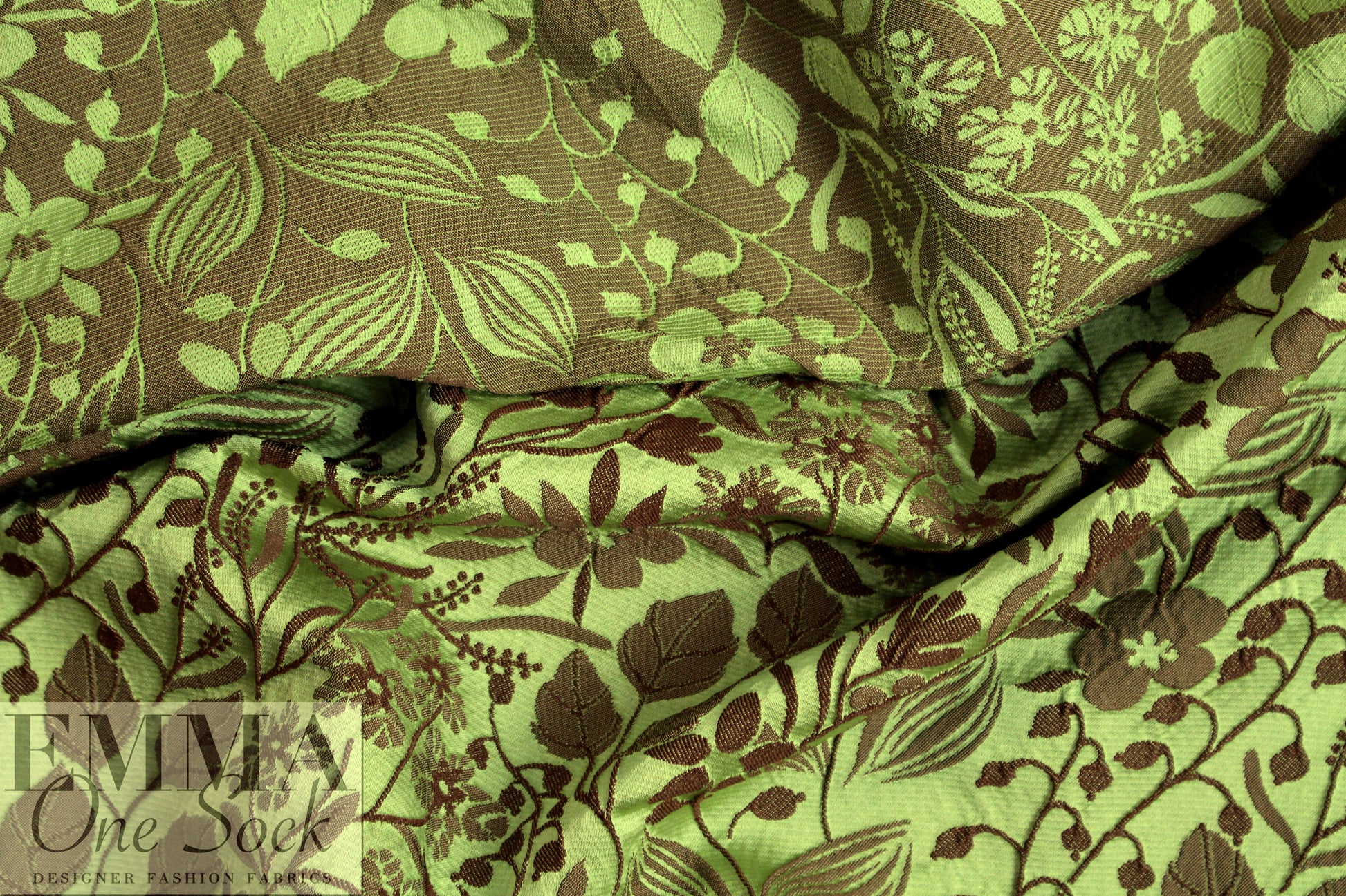 Italian wildflower jacquard brocade - sulpher/bronze 1.875 yd