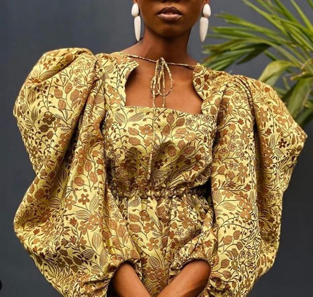 Italian wildflower jacquard brocade - sulpher/bronze
