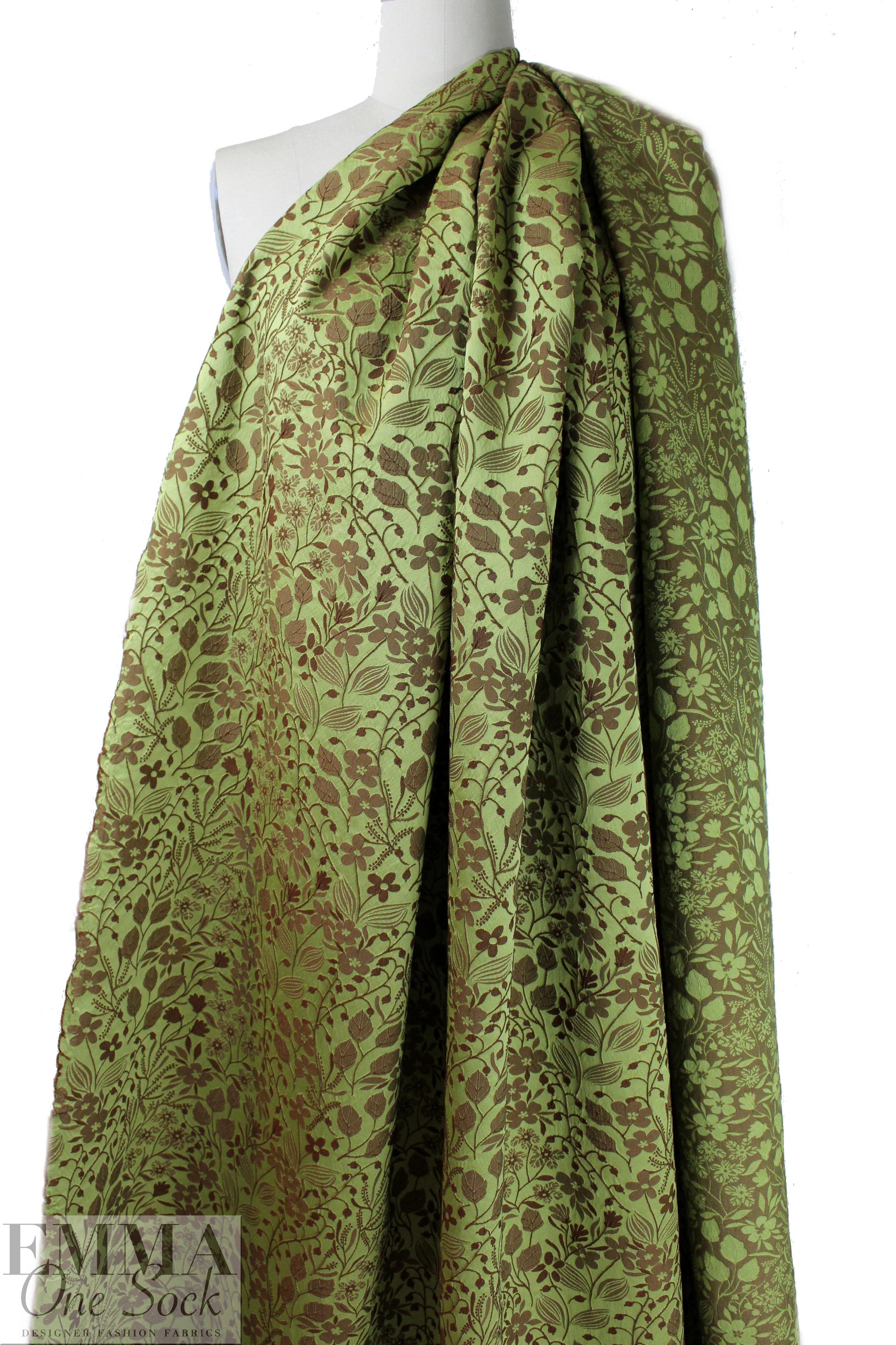 Italian wildflower jacquard brocade - sulpher/bronze 1.75 yd