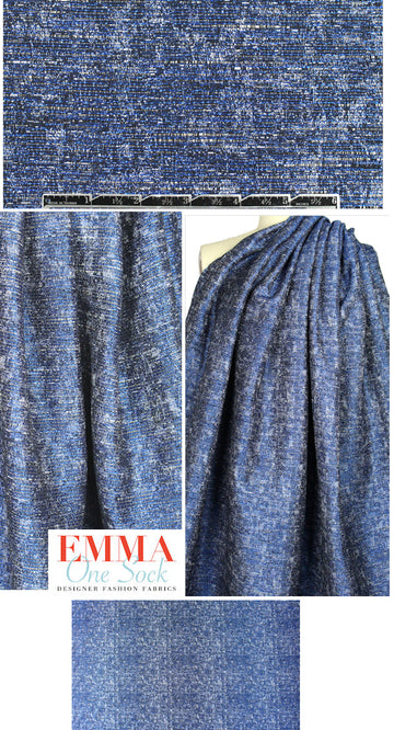 NY designer sapphire textured tweed brocade
