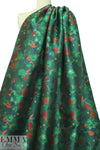 NY designer floral jacquard brocade - emerald/spice 2.375 yd