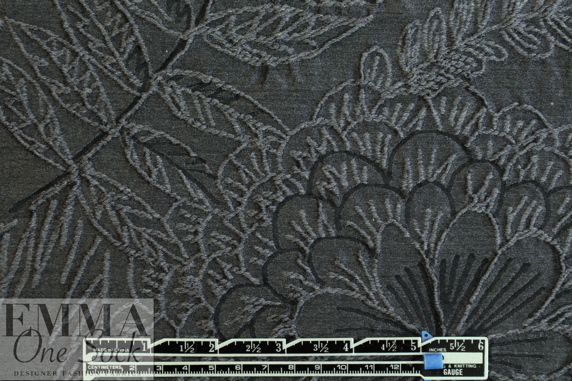 Italian gray tones floral textured jacquard brocade