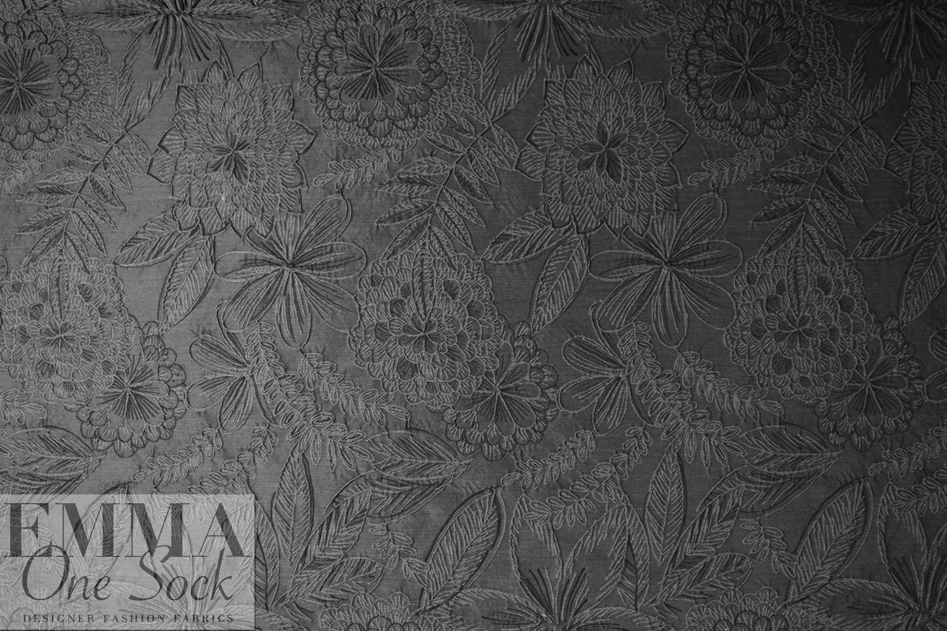 Italian gray tones floral textured jacquard brocade