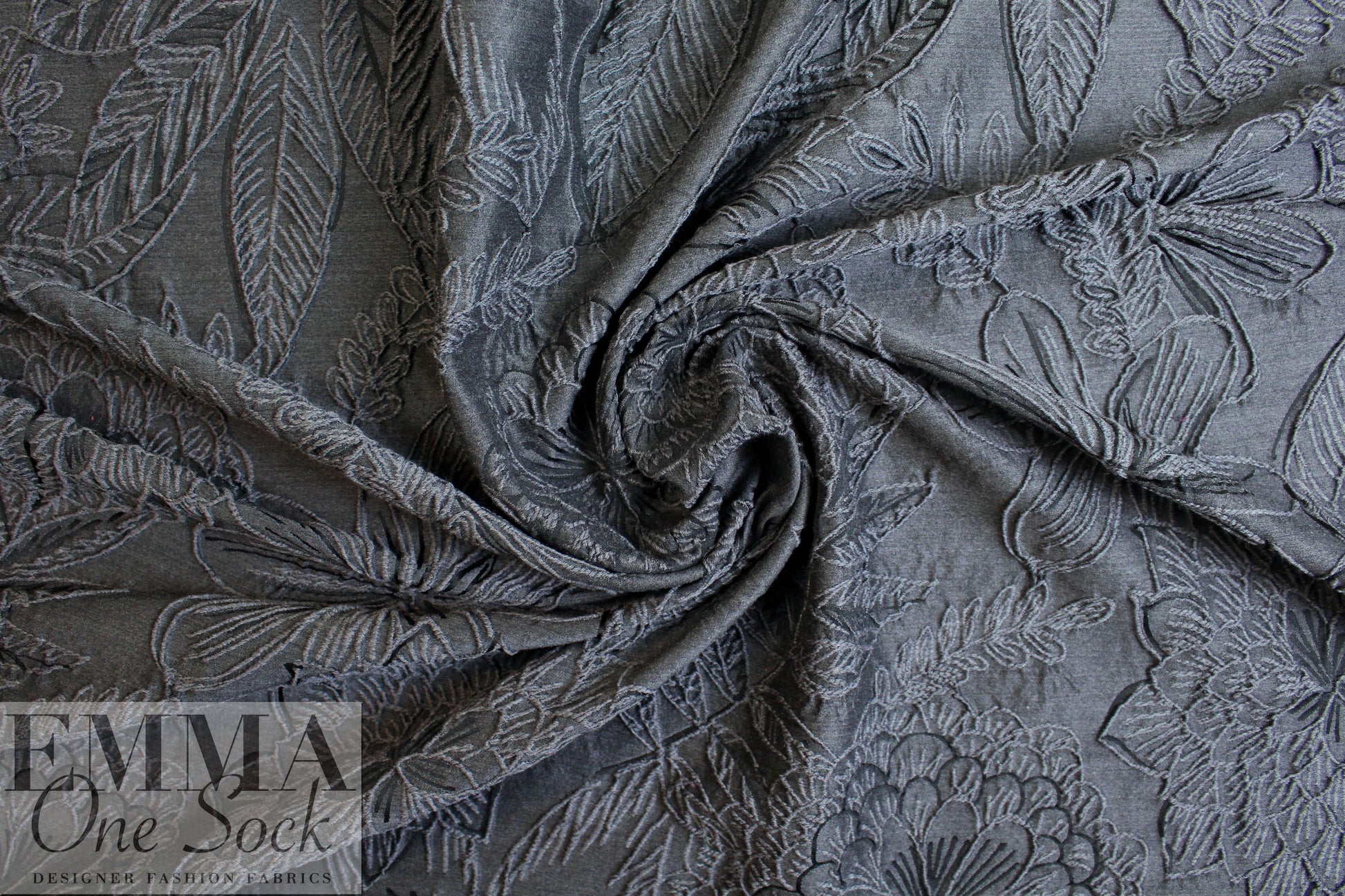 Italian gray tones floral textured jacquard brocade