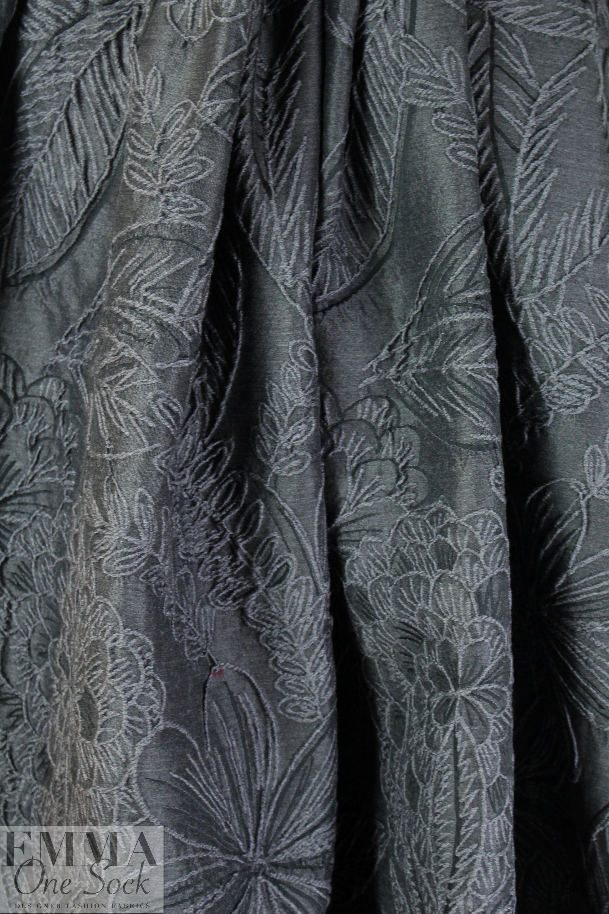 Italian gray tones floral textured jacquard brocade
