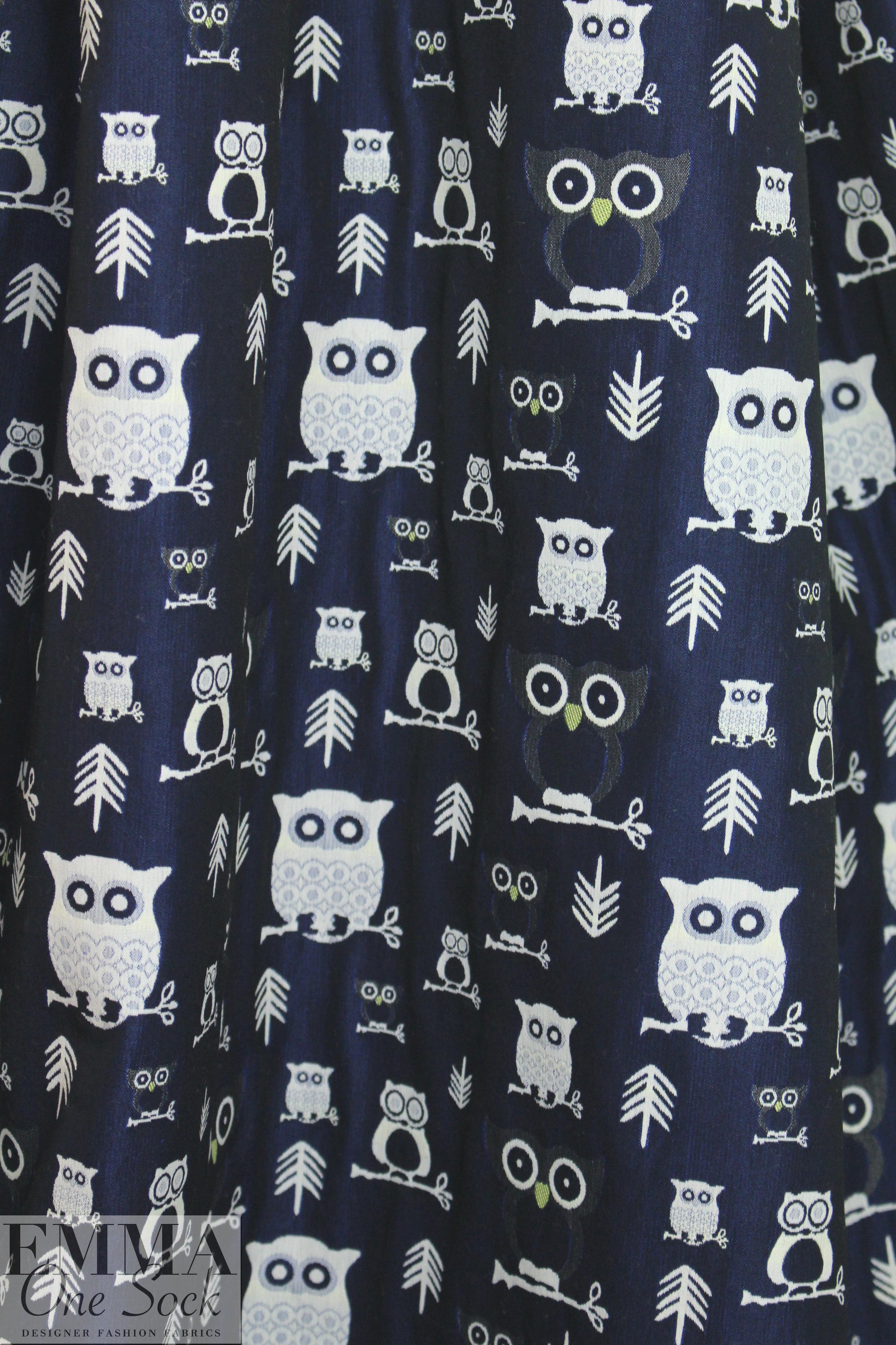 NY designer cotton blend jacquard brocade - owls 2 yds