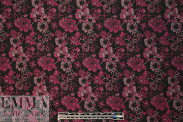 NY designer floral jacquard brocade - red plum/black 1.25 yds