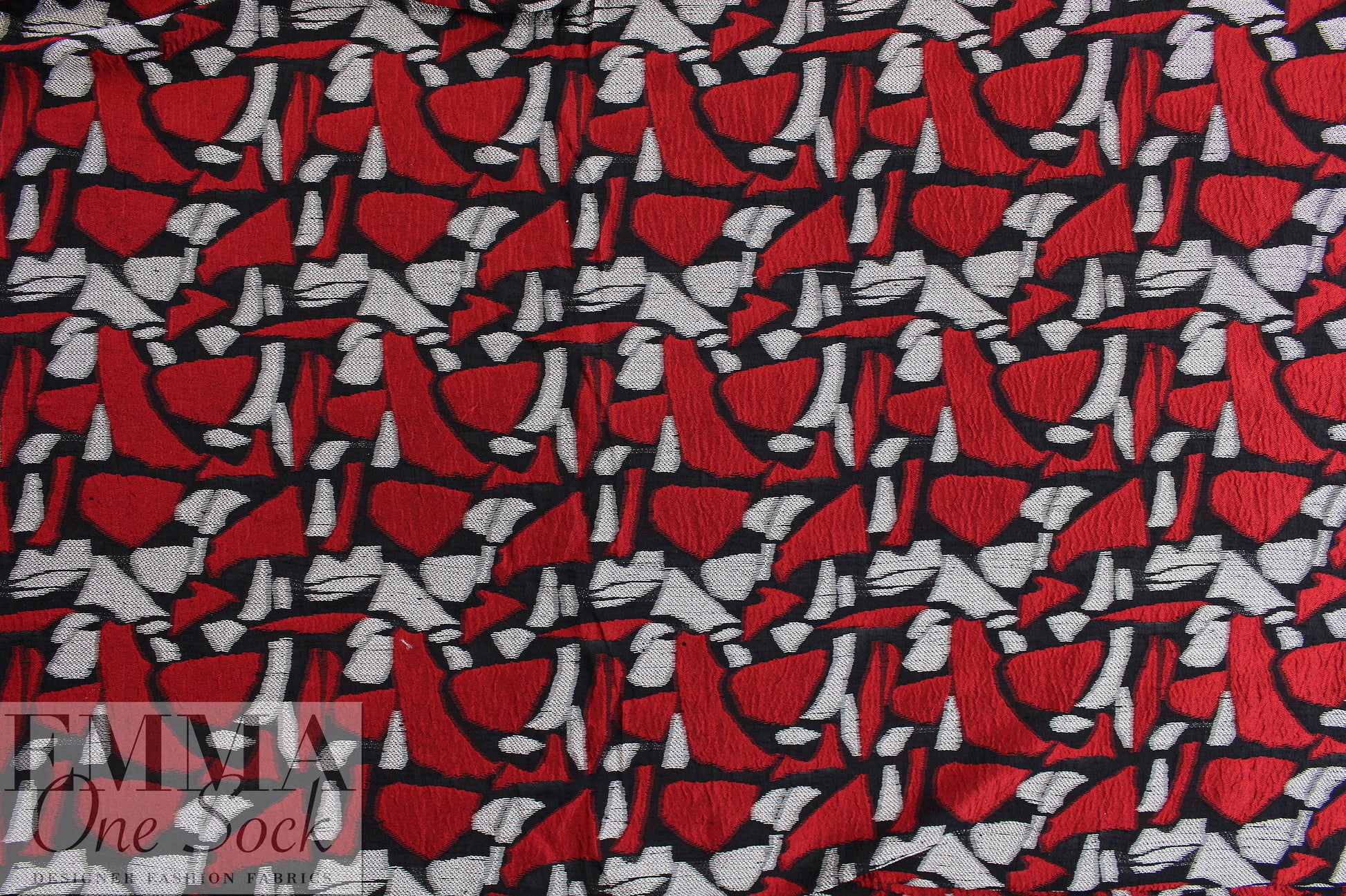 Italian decorative puzzle graphic clipped weave brocade