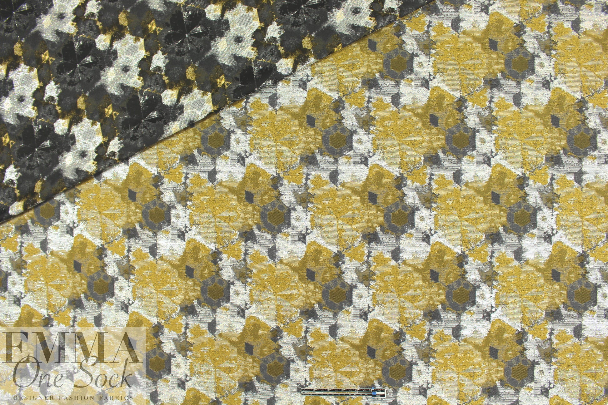 famous designer abstracted floral brocade - gold/silver