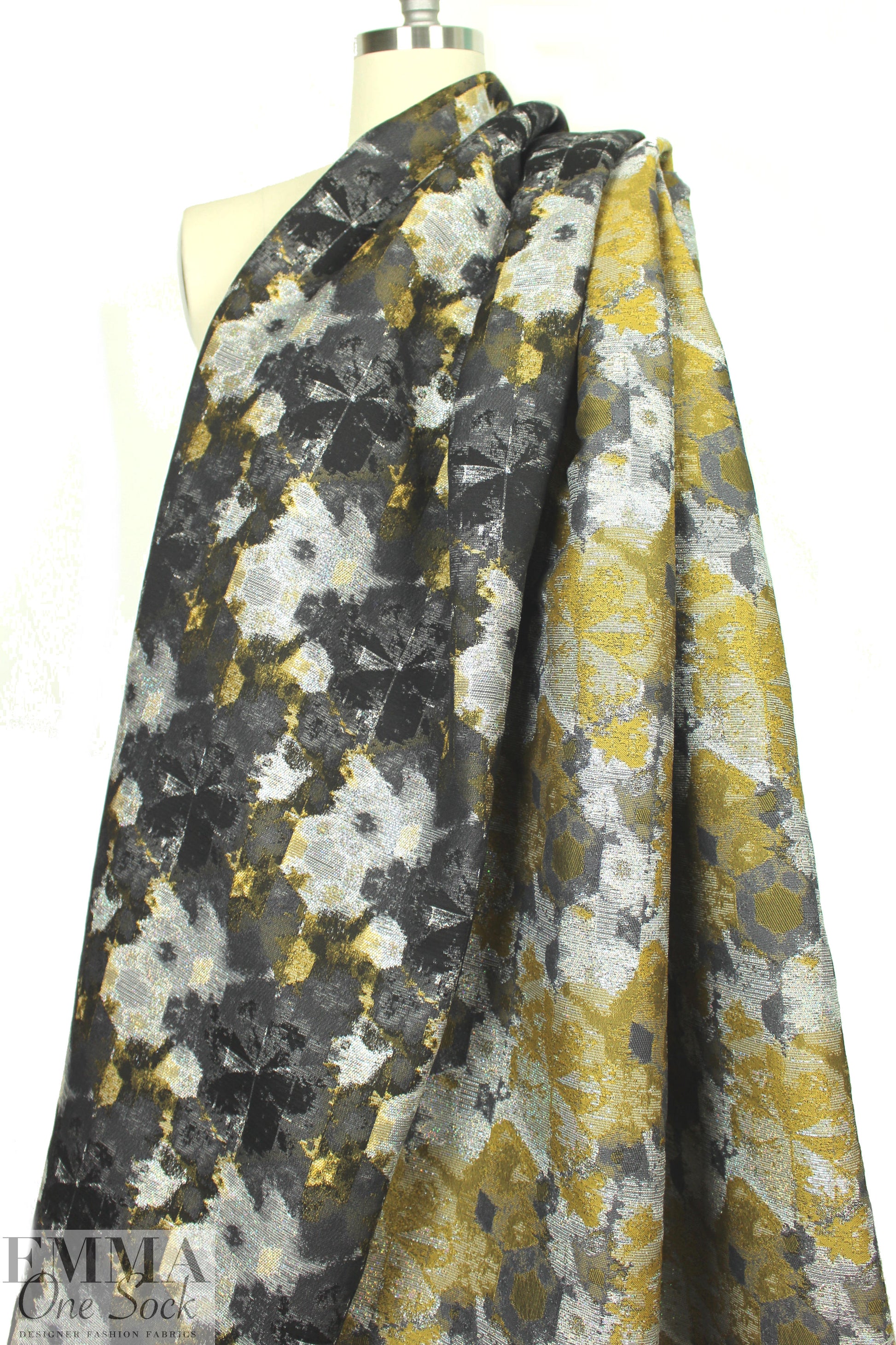 famous designer abstracted floral brocade - gold/silver