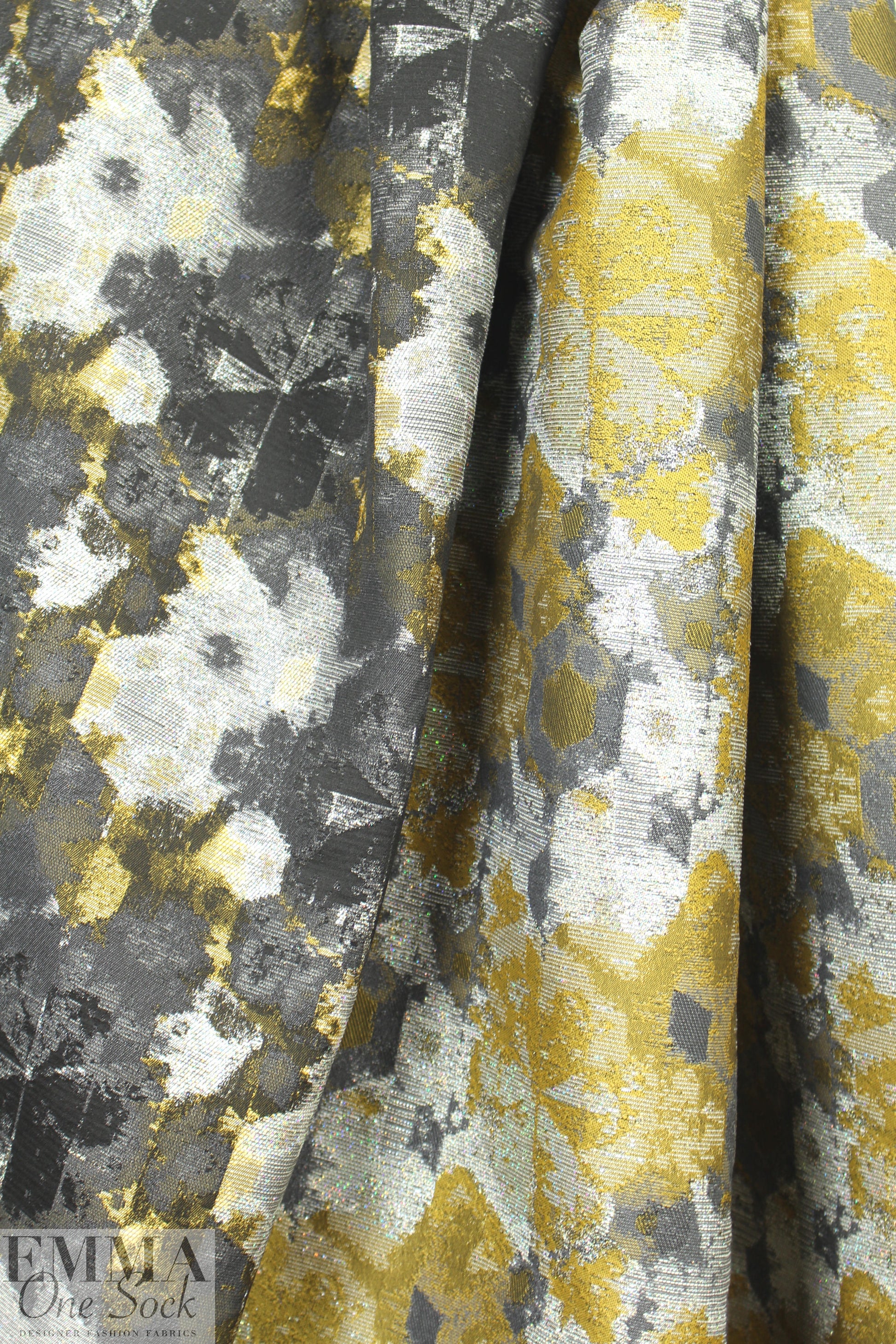 famous designer abstracted floral brocade - gold/silver