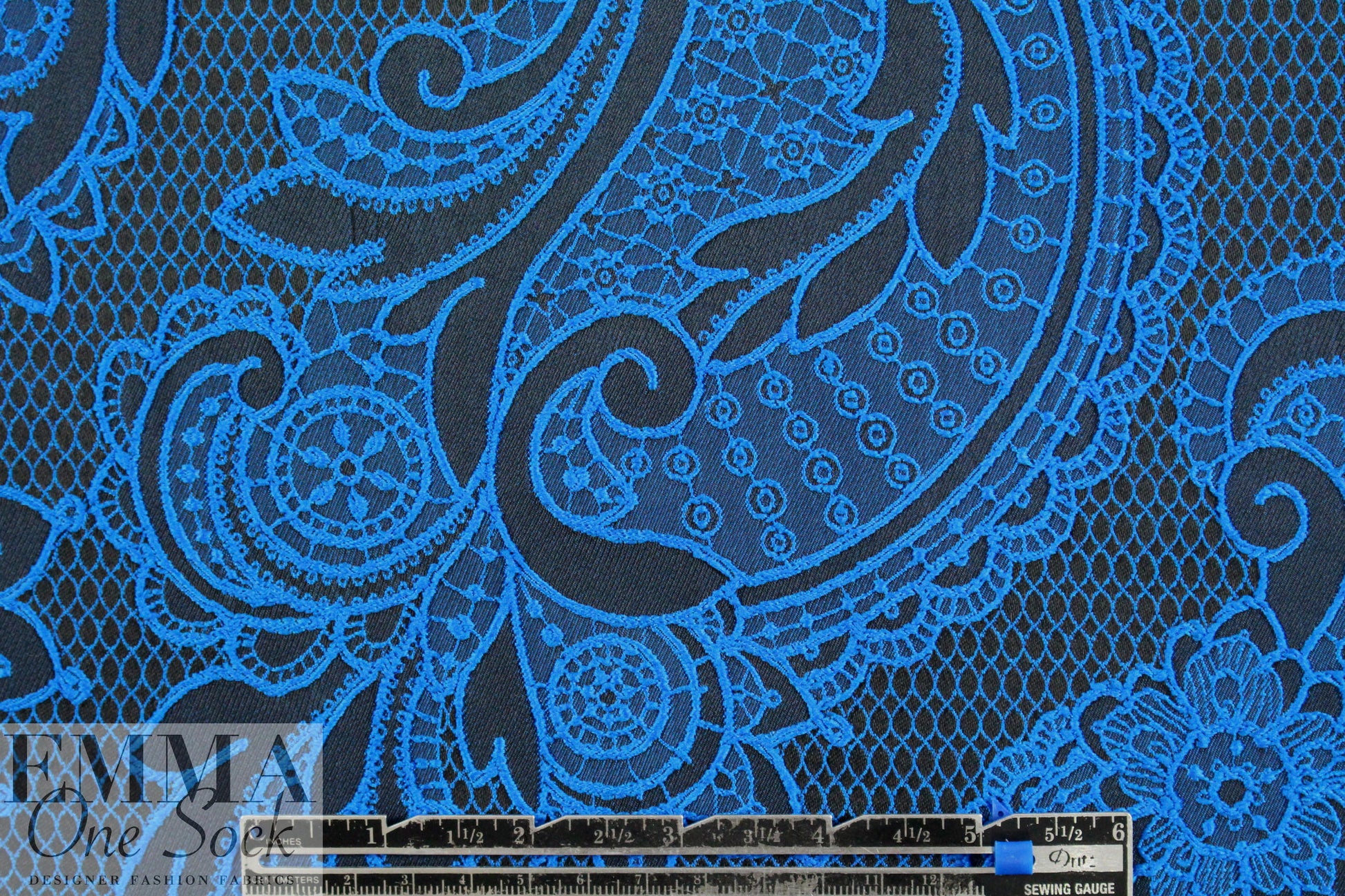 NY designer lacey-look brocade - blue/midnight