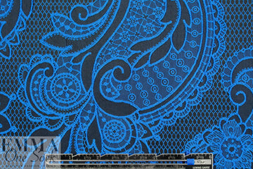 NY designer lacey-look brocade - blue/midnight