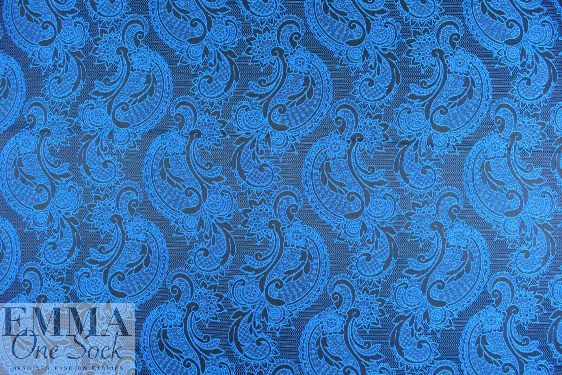NY designer lacey-look brocade - blue/midnight
