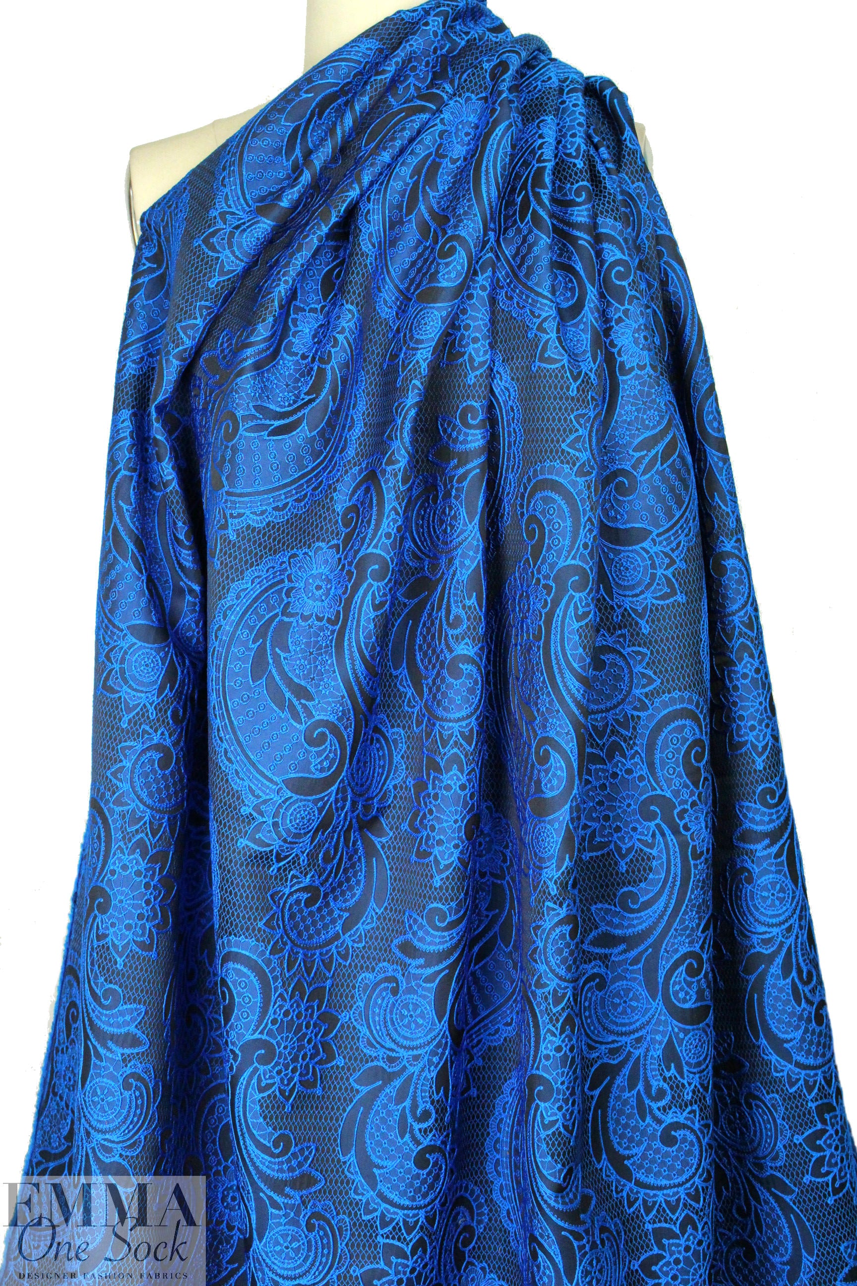NY designer lacey-look brocade - blue/midnight