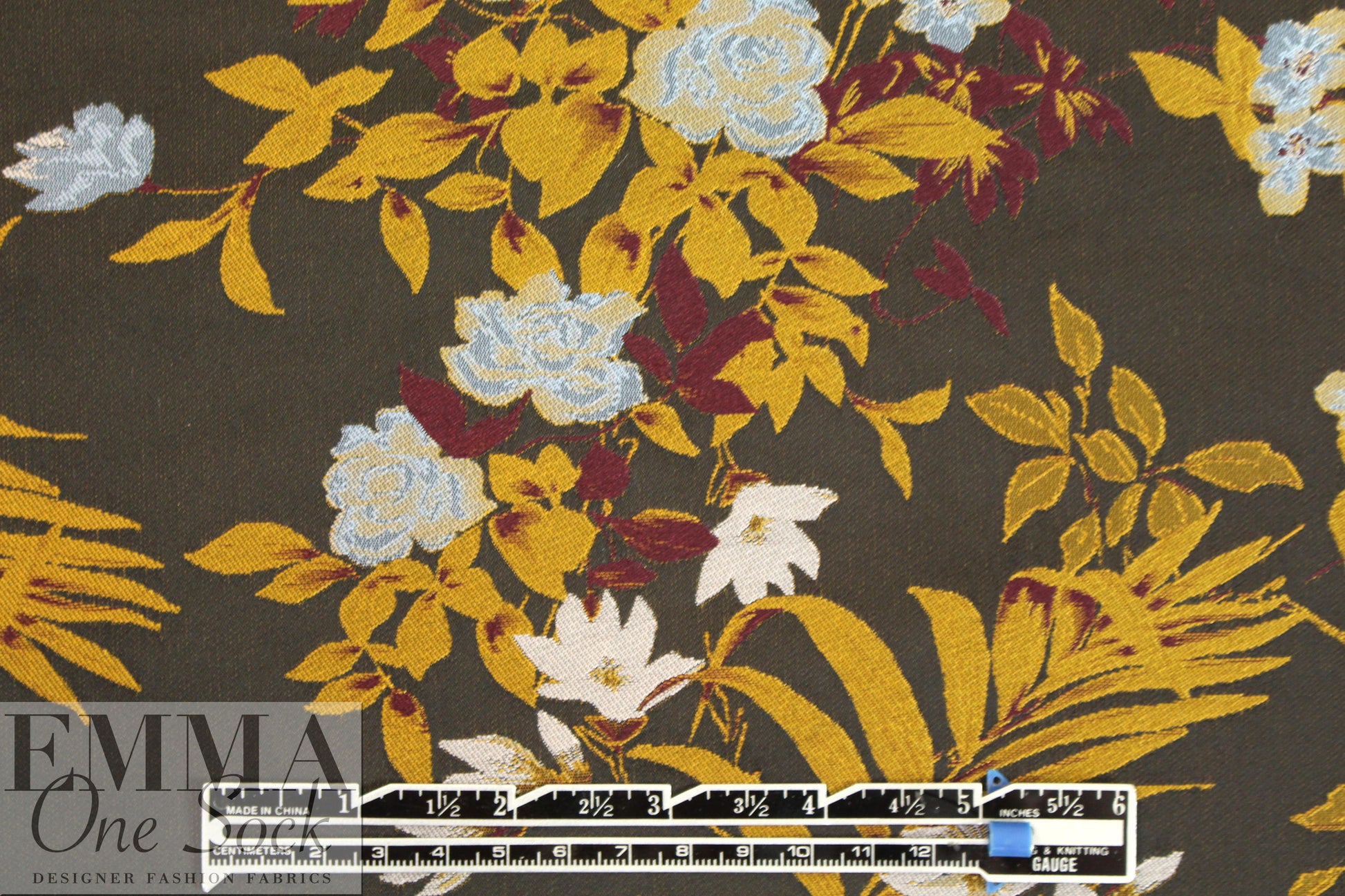 Italian floral brocade - gold/bronze/burgundy/blue 1.875 yd