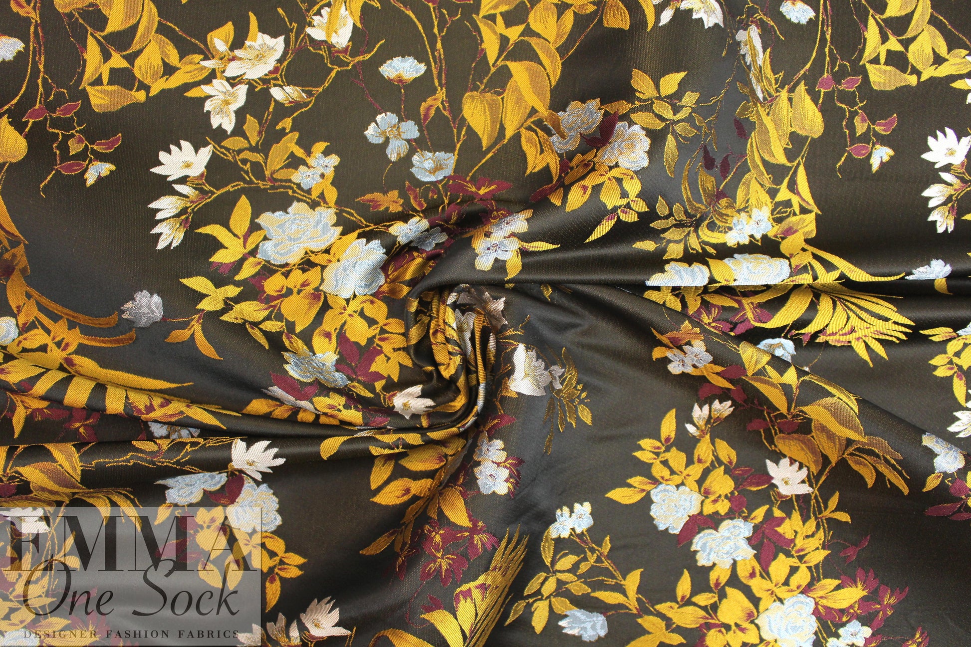 Italian floral brocade - gold/bronze/burgundy/blue