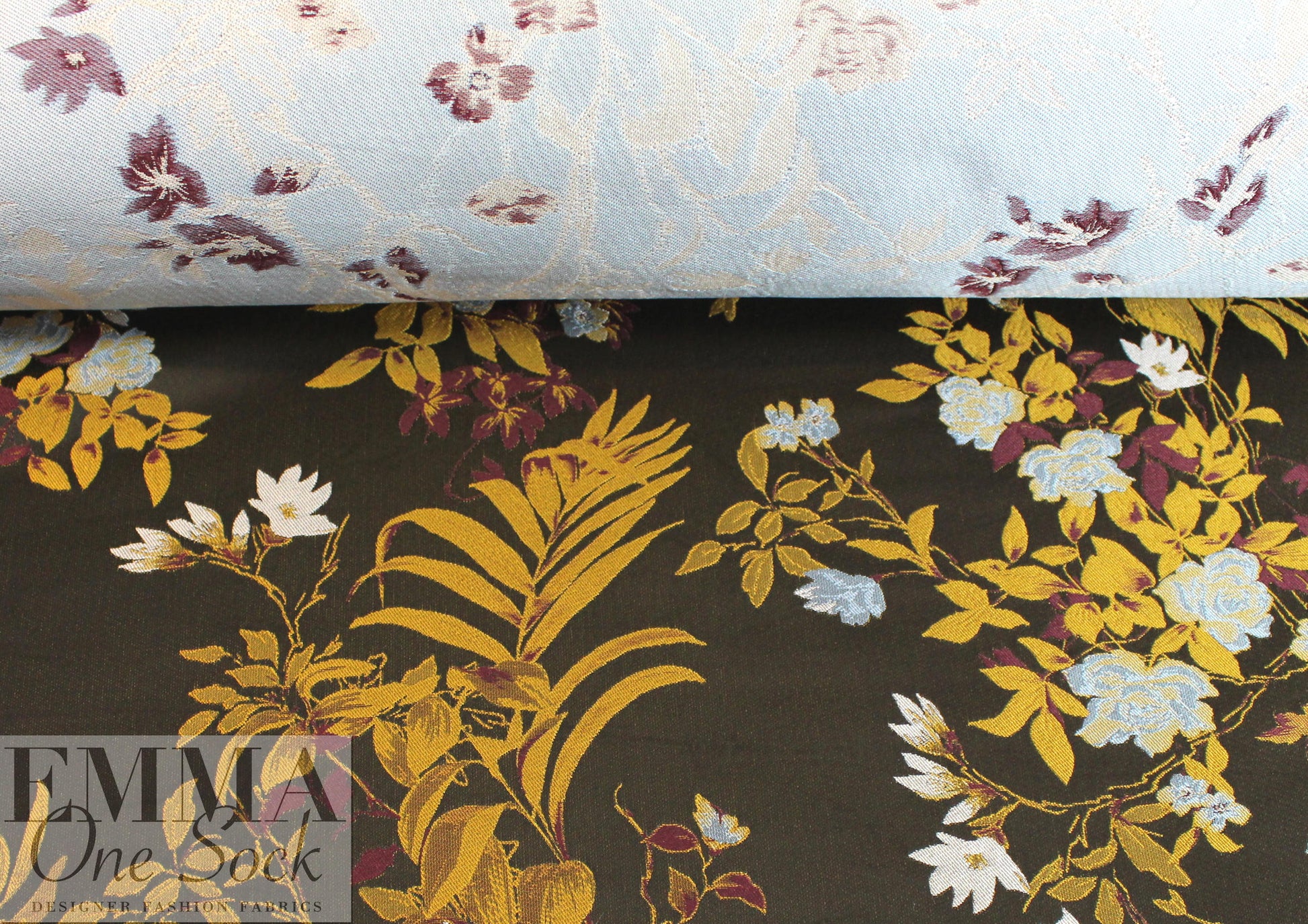 Italian floral brocade - gold/bronze/burgundy/blue