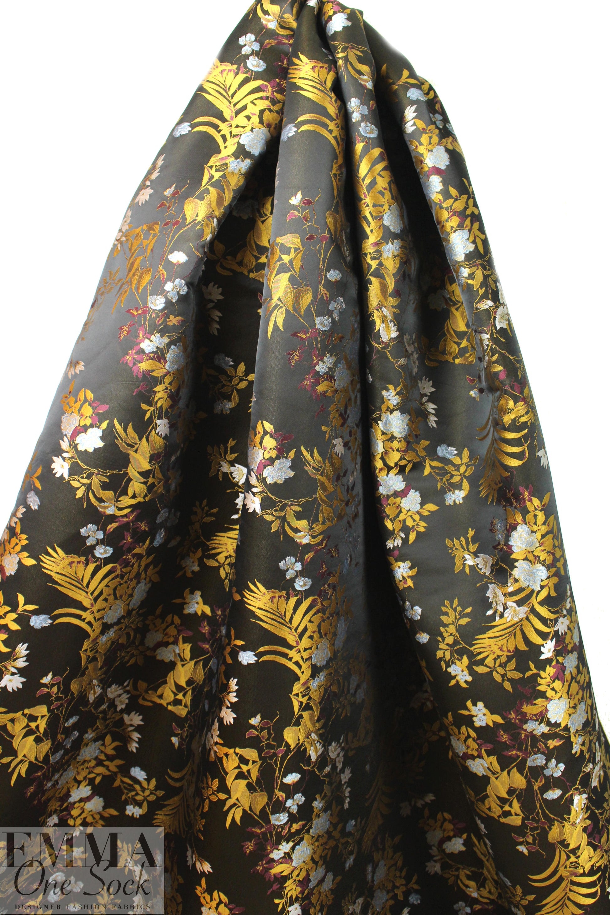 Italian floral brocade - gold/bronze/burgundy/blue 1.875 yd