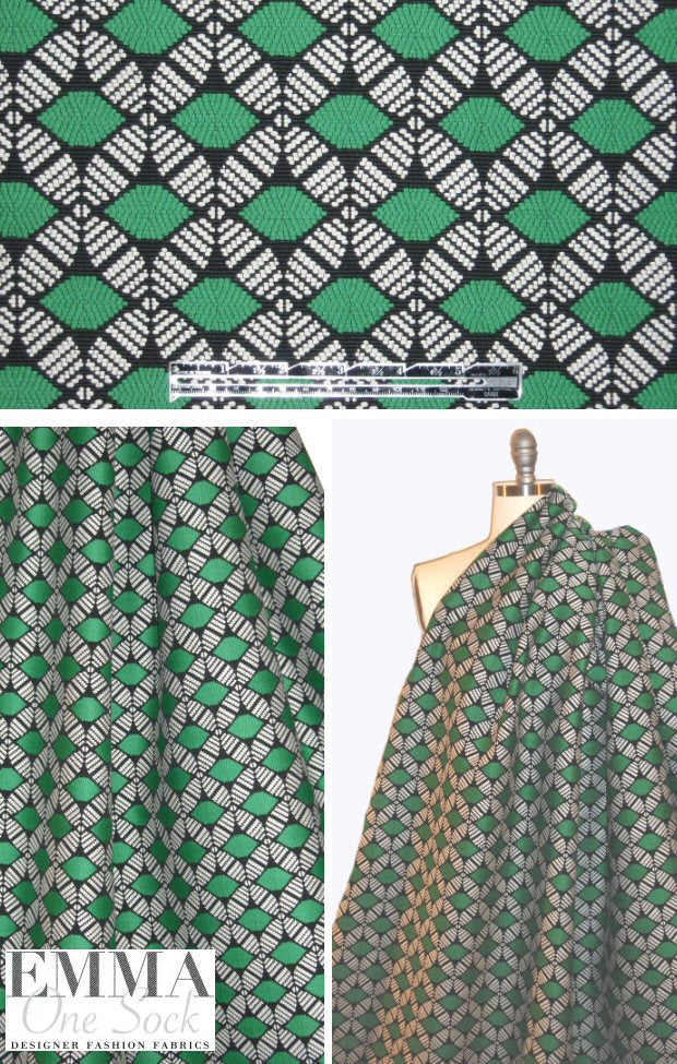 Mi11y kelly/black/white textured graphic brocade