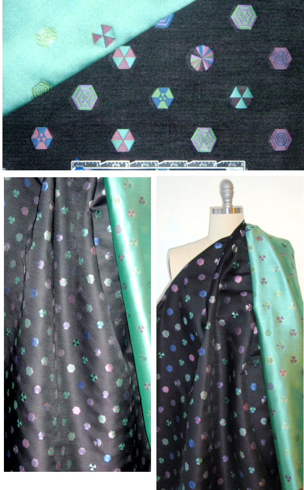 0pening Ceremony 'hexa-dot' brocade - black 1.375 yds