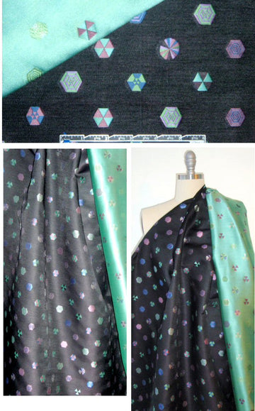 0pening Ceremony 'hexa-dot' brocade - black 1.375 yds