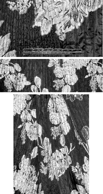 0scar black white textured flowers fancy matelasse' 1.5 yds