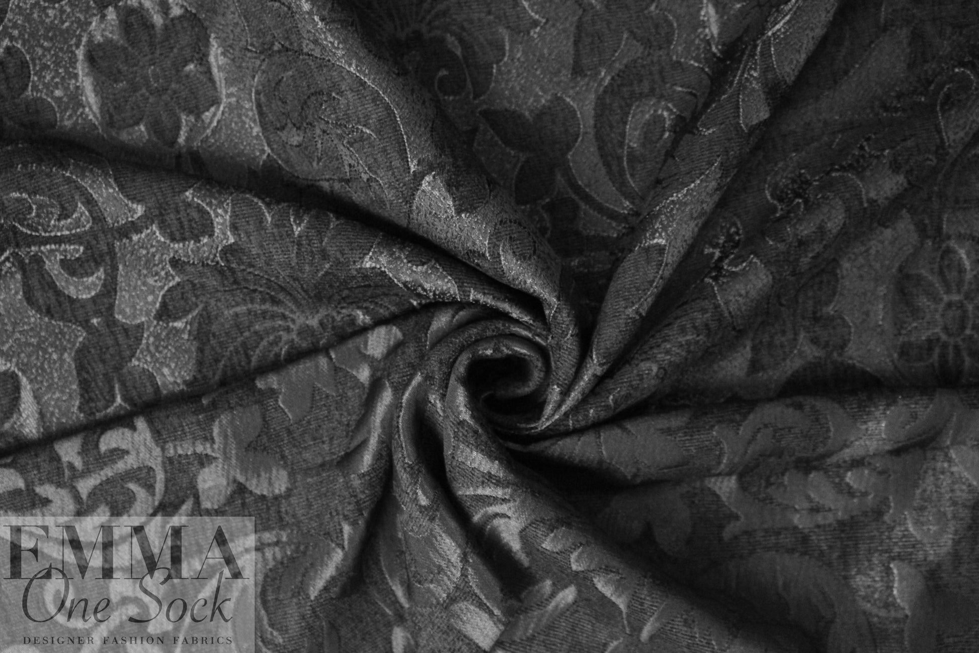 NY designer black on black floral jacquard brocade 1.75 yd
