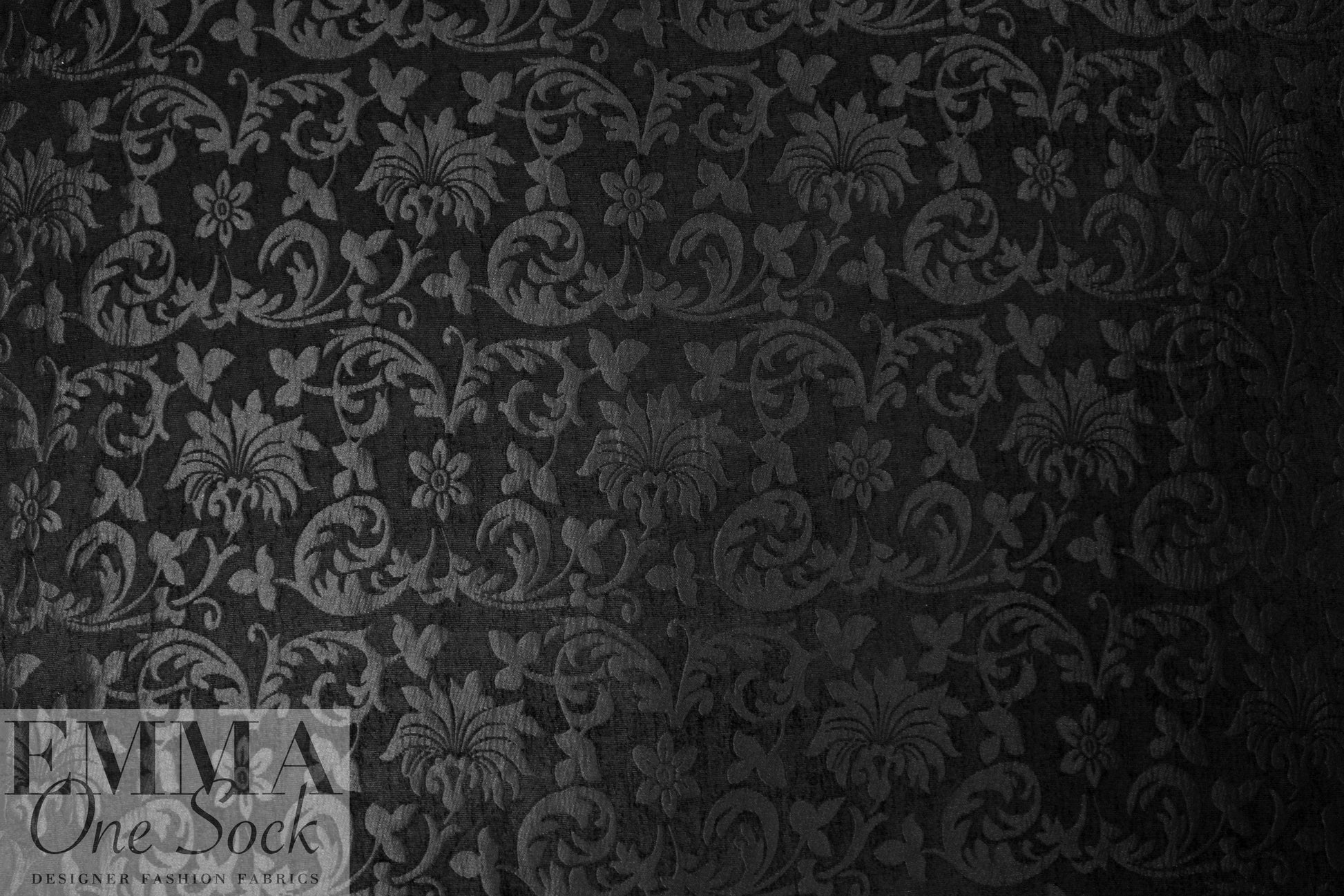 NY designer black on black floral jacquard brocade 1.625 yds