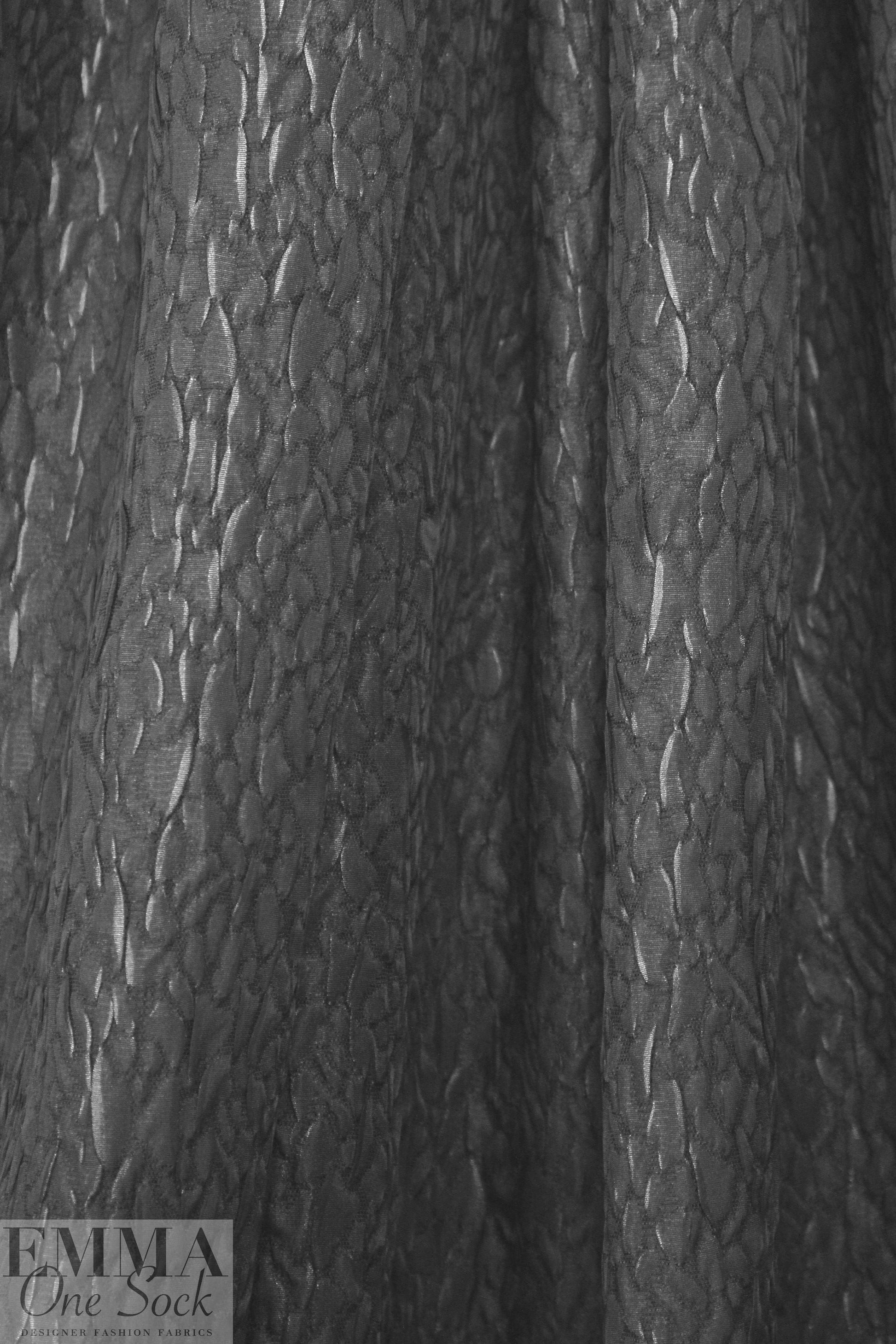 French textured black stretch matelasse' brocade