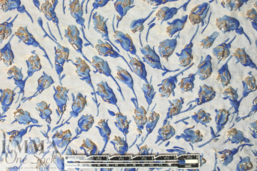 Italian blue/silver textured tulip brocade