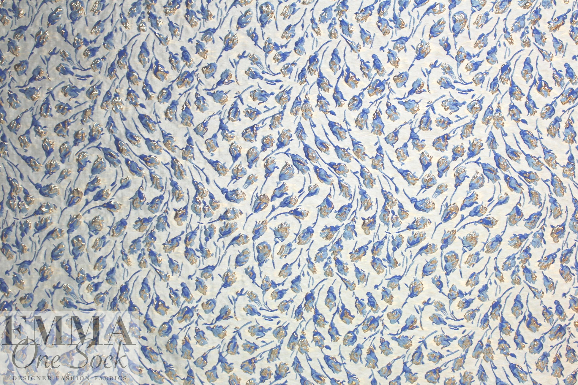Italian blue/silver textured tulip brocade