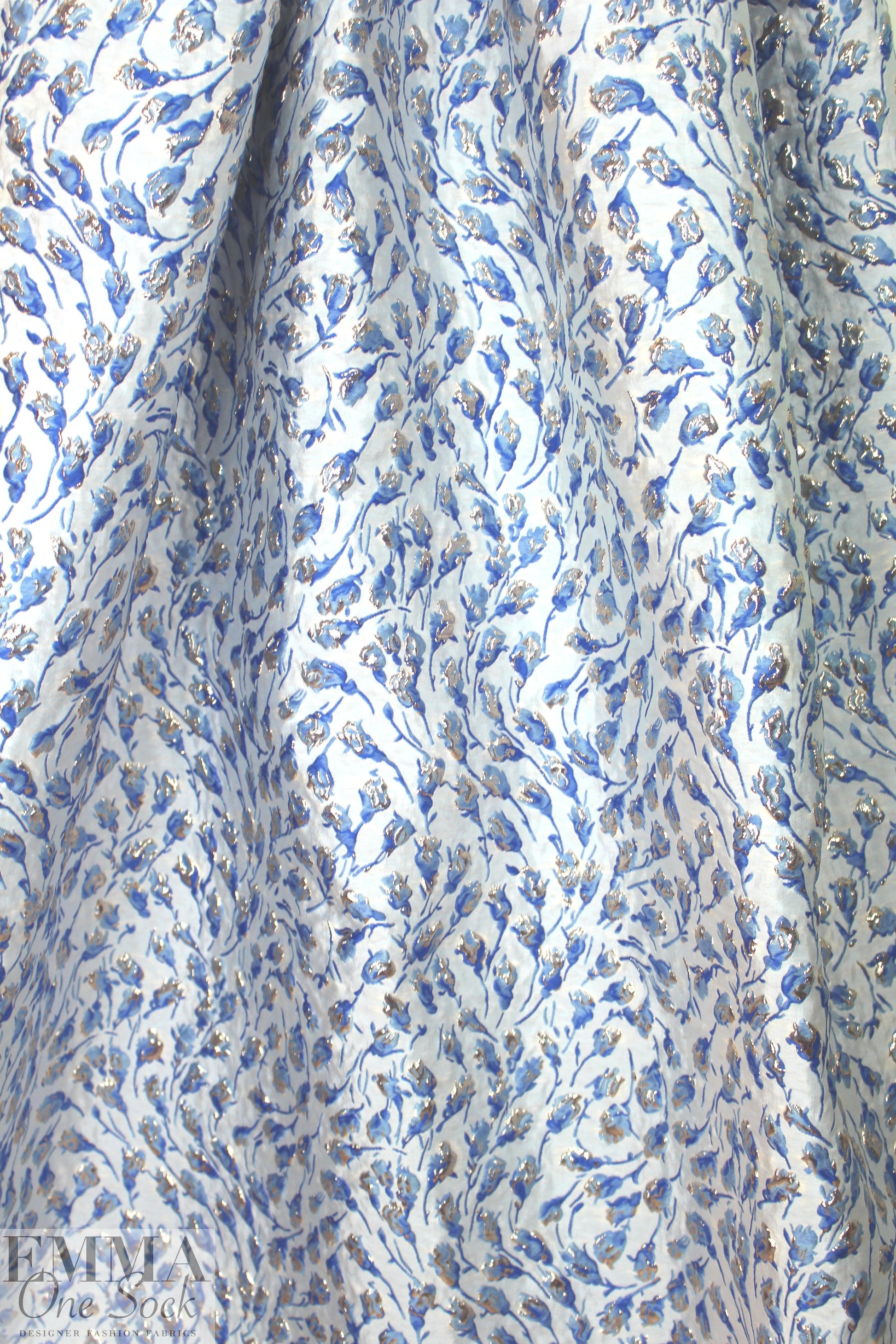 Italian blue/silver textured tulip brocade